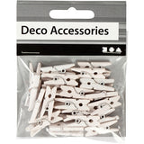 Creativ company mini pinces à linge, L : 25 mm, l : 3 mm, blanches, 36 pièces 1 boîte