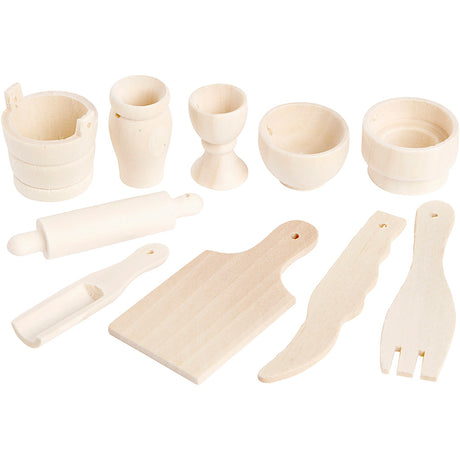 Creativ Company Ustensiles de cuisine en bois divers, 10e.