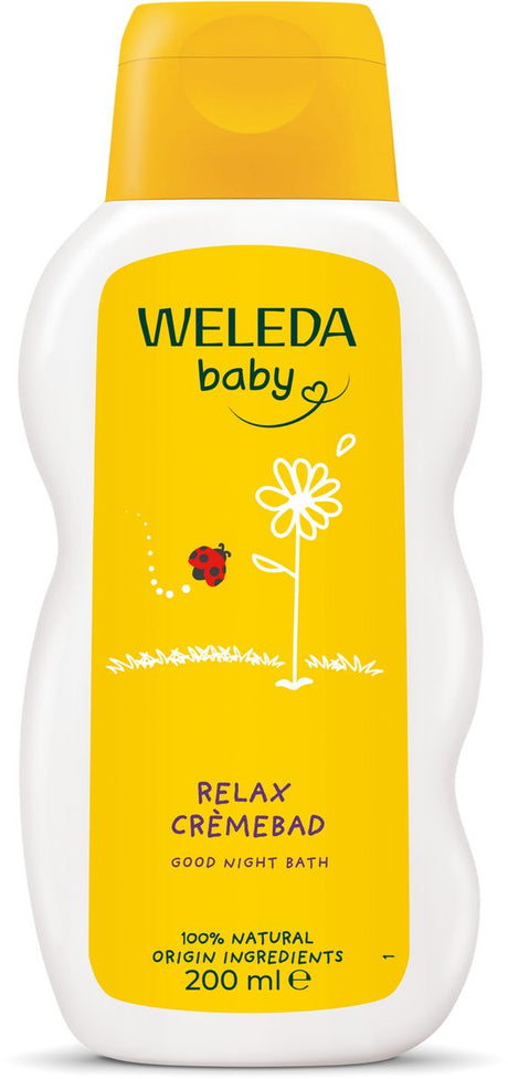 Weleda bébé crème de bain relax calendula - lavande néroli - huile de bain bébé - parfum apaisant et relaxant - nettoie, soigne, apaise - ingrédients 100% naturels - 200ml