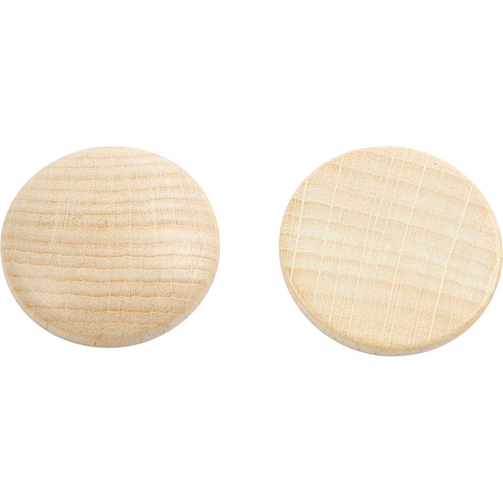 Boutons en bois Creativ company, d 30 mm, épaisseur 6 mm, 150 pièces 1 boîte