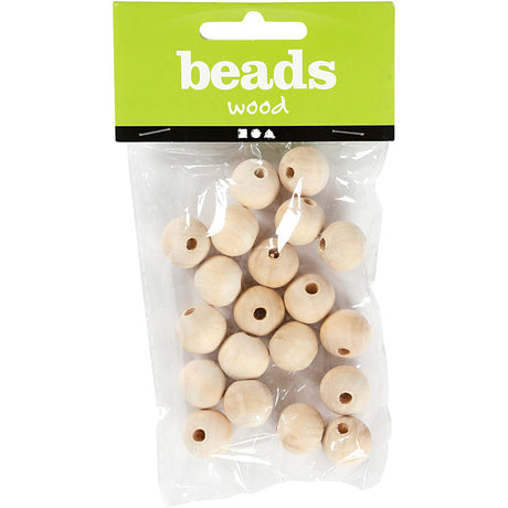 Perle en bois Creativ company, d 15 mm, diamètre du trou 3 mm, 20 pièces 1 boîte