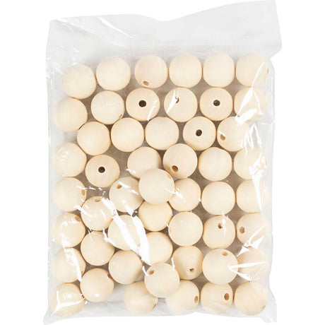 Perle en bois Creativ company, d 30 mm, diamètre du trou 5 mm, 50 pièces 1 boîte