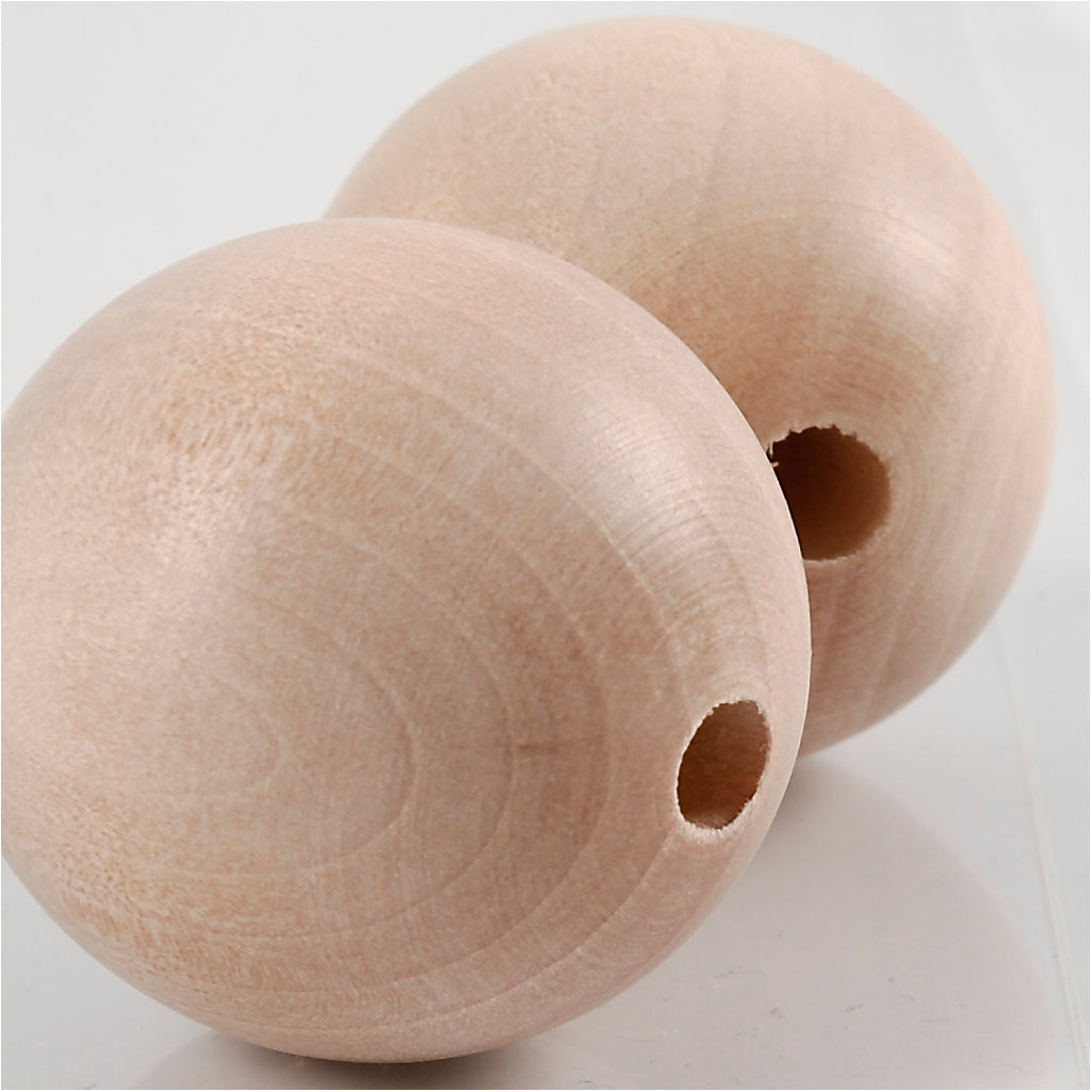 Perle en bois Creativ company, d 35 mm, diamètre du trou 6 mm, 2 pièces 1 boîte