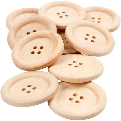 Boutons en bois Creativ company, d 35 mm, diamètre du trou 2 mm, 4 trous, 10 pièces 1 boîte