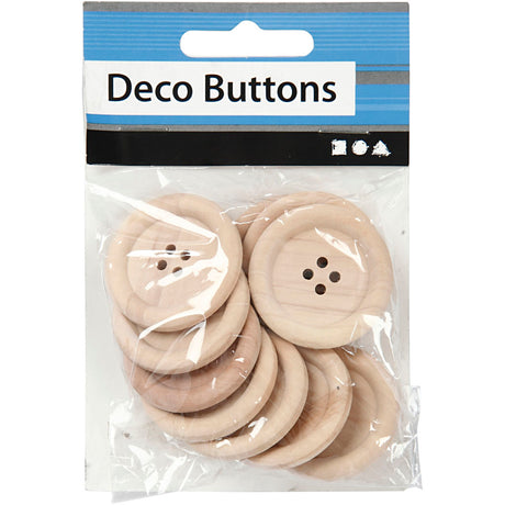 Boutons en bois Creativ company, d 35 mm, diamètre du trou 2 mm, 4 trous, 10 pièces 1 boîte