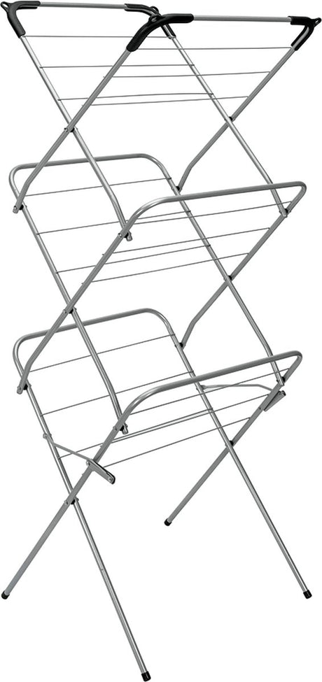 Tomado-Metaltex Tomado Metaltex Concerto Slim Drooogrek 9,5 m d'argent avec des supports pour les cintres de vêtements