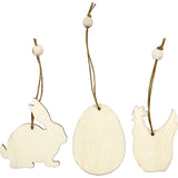 Décorations de Pâques en bois, 9 pcs.
