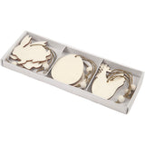 Décorations de Pâques en bois, 9 pcs.
