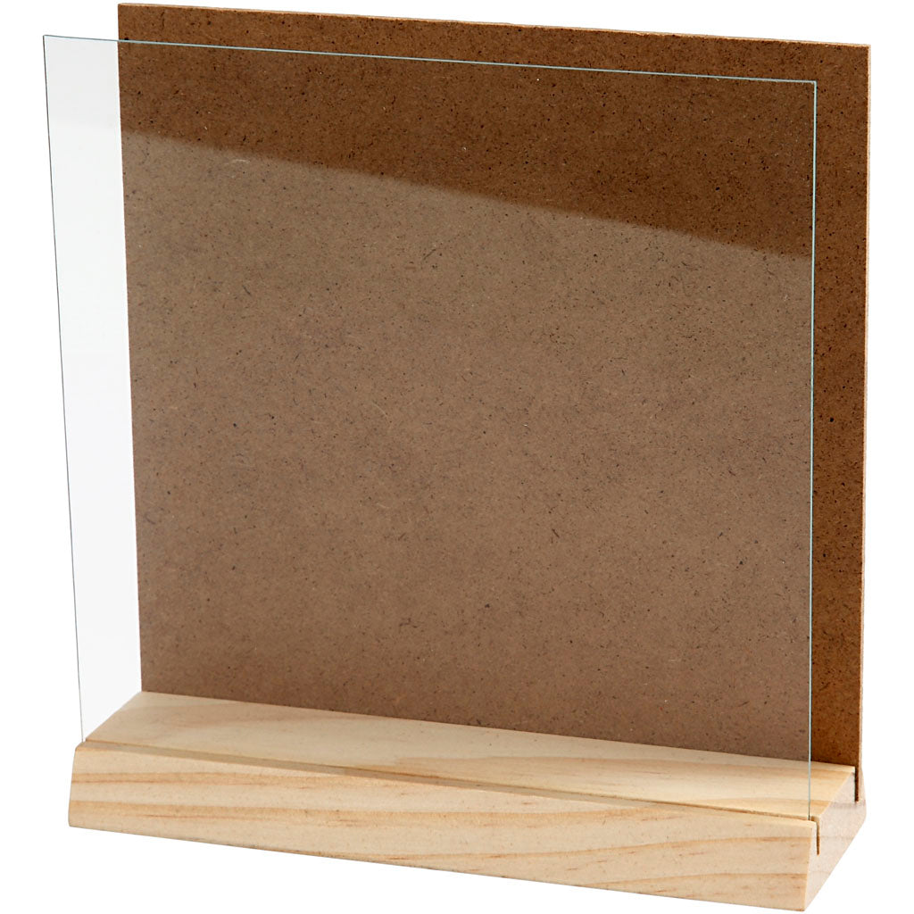 Plaque 3D en bois de compagnie Creativ avec verre, 15x15cm