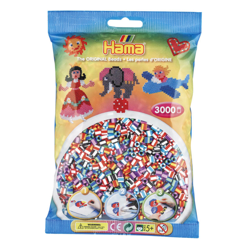 Hama strykeperler mix stripet (201-90), 3000 stk.