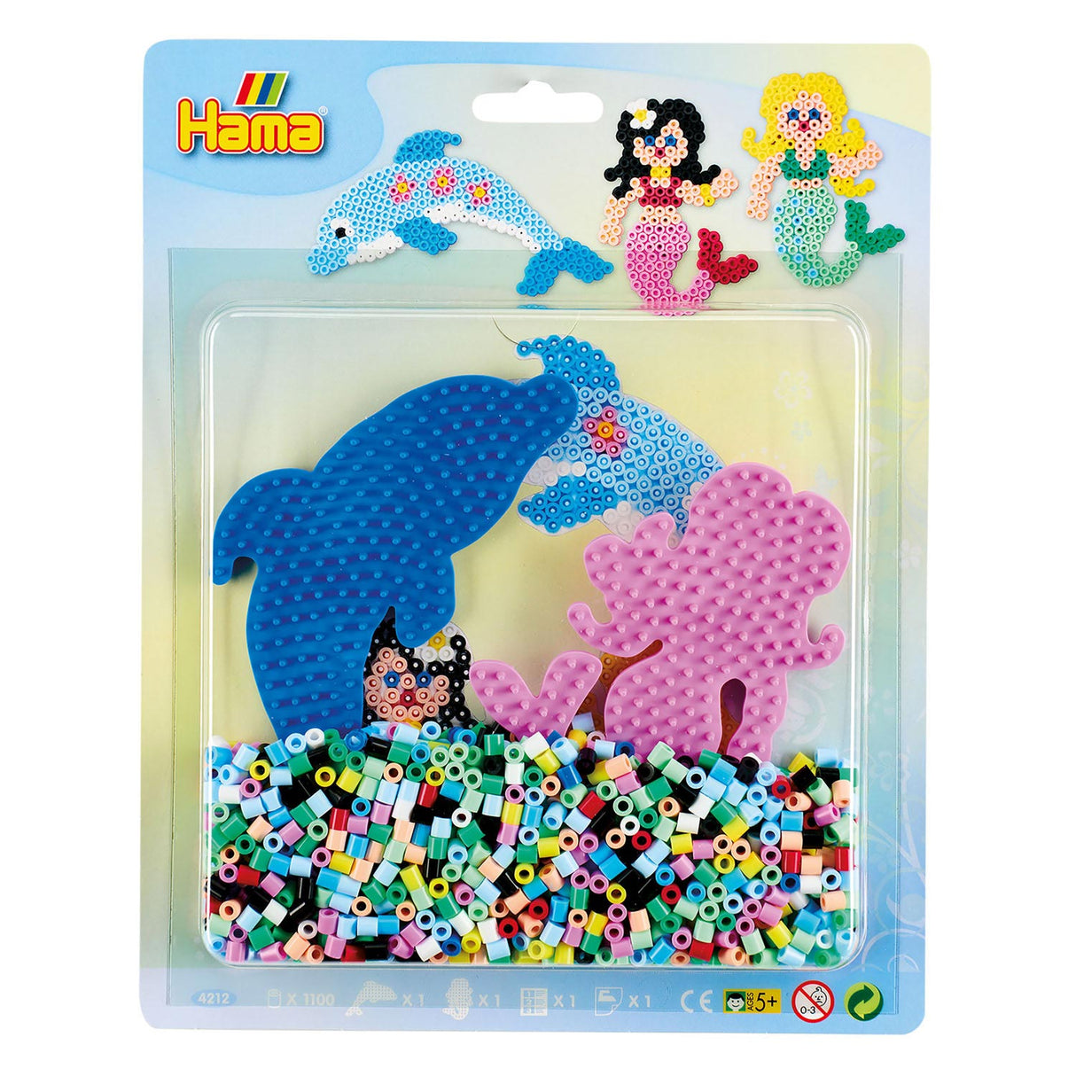 Hama strykeperler sett havfruer med delfin, 1100.