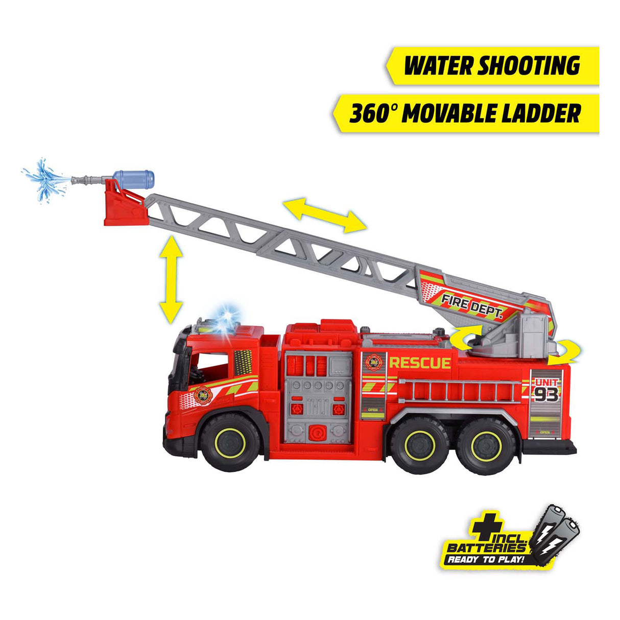 Dickie toys - camion de pompiers géant Volvo - camion de pompiers - lumière et son - services d'urgence - à partir de 3 ans