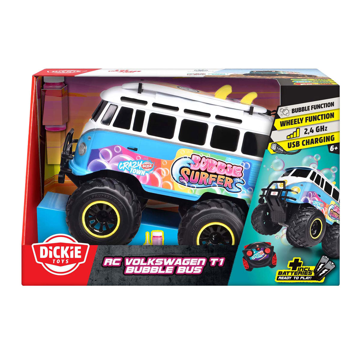 Dickie rc volkswagen t1 bus à bulles, rtr