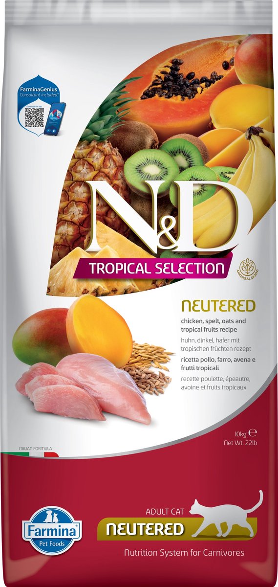 N d nourriture tropicale pour chat castré poulet 10 kg