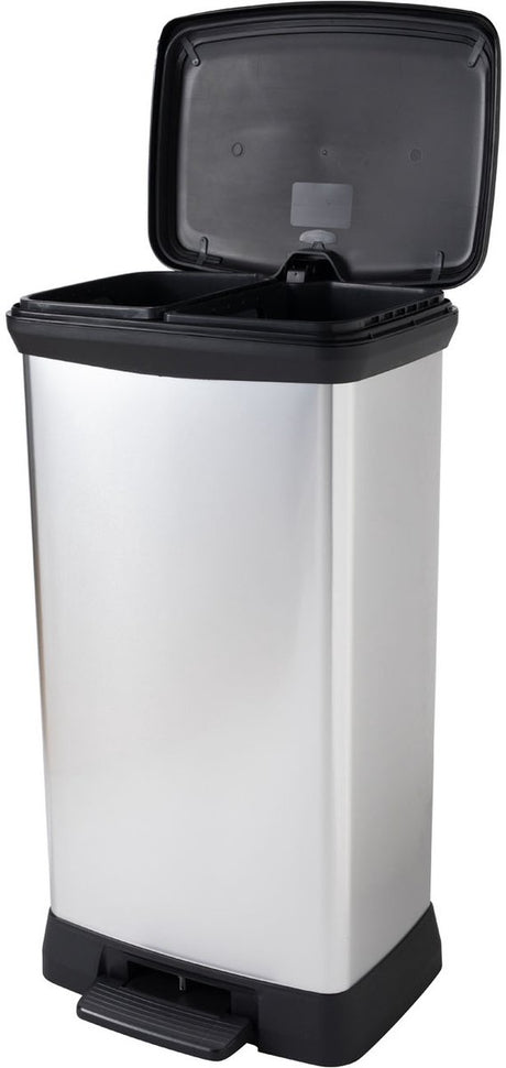 Poubelle Curver Decobin Duo - 23l+23l - rectangulaire - métallique