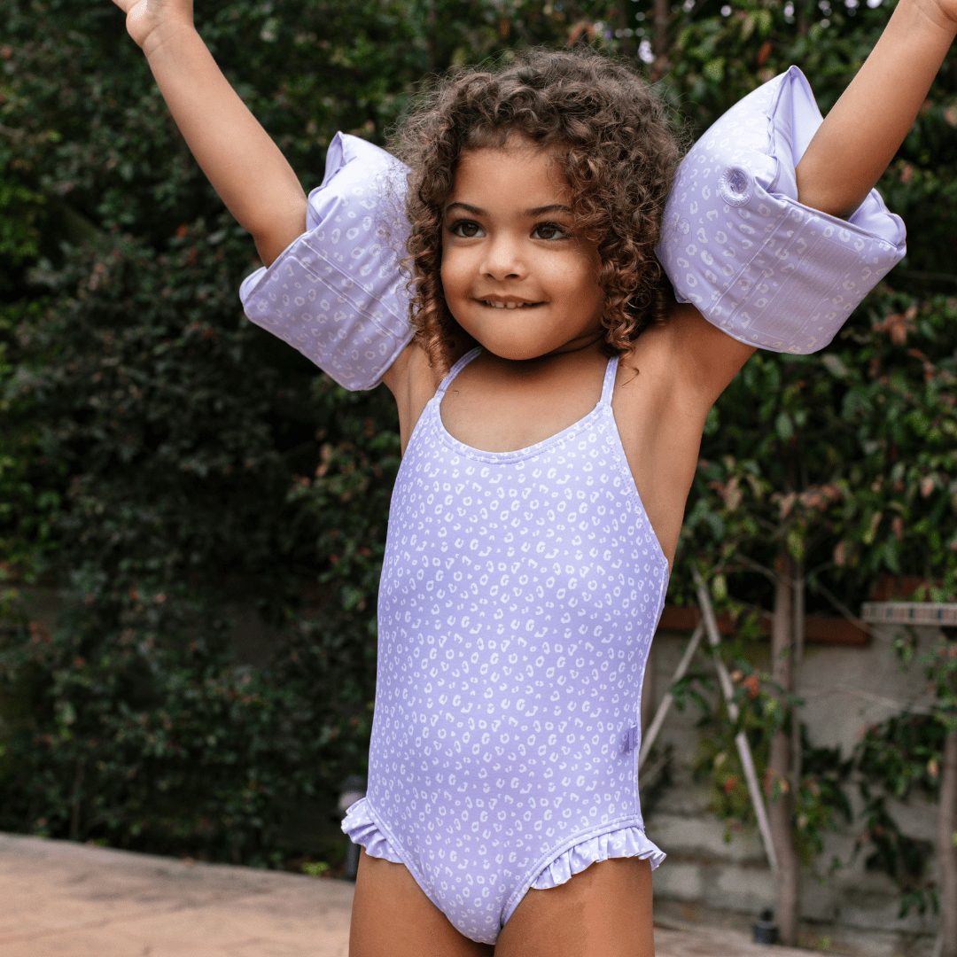 Léopard | bandes de natation lilas 2-6 ans