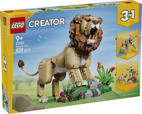 Lego Creator 3en1 Animaux sauvages : jouets de lion majestueux pour enfants avec figurines d'animaux 31386