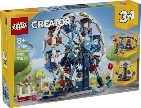 Lego Creator 3in1 Classic Ferris Wheel, UFO Ride et Whirligig Toy pour enfants 31389