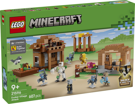 Jouet d'attaque du village d'invocateur Lego Minecraft pour enfants avec 11 figurines du jeu vidéo 21596