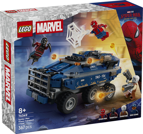Kit de construction Lego ǀ Marvel Spider-Man et la poursuite du transport en prison pour enfants 76349