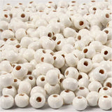 Perles en bois Creativ Company, d 5 mm, diamètre du trou 1,5 mm, env. 150 pièces, blanc, 6 g 1 boîte