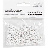 Perles en bois Creativ Company, d 5 mm, diamètre du trou 1,5 mm, env. 150 pièces, blanc, 6 g 1 boîte