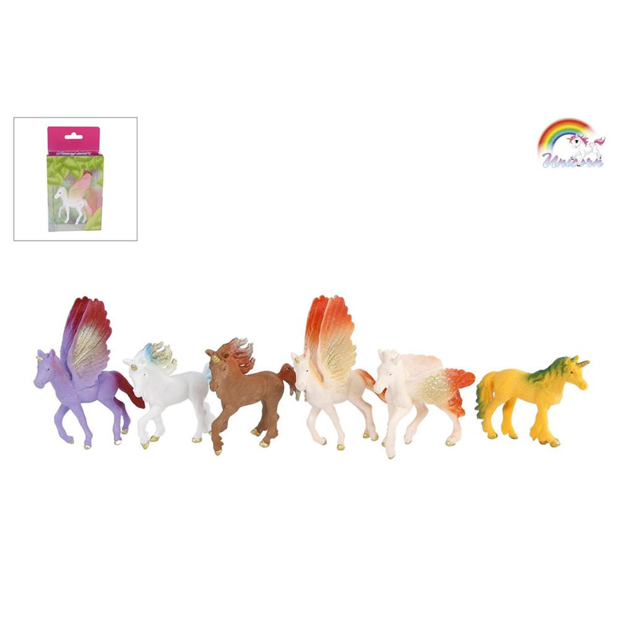 Figurine de jeu licorne couleur, 9cm