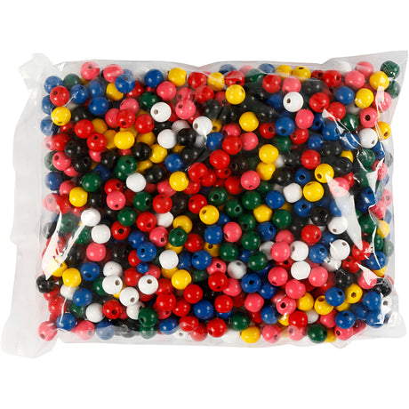 Perles en bois Creativ Company, d 10 mm, diamètre du trou 3 mm, env. 680 div, différentes couleurs, 230 g 1 boîte