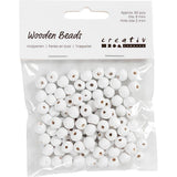 Perles en bois Creativ Company, d 8 mm, diamètre du trou 2 mm, env. 80 pièces, blanc, 15 g 1 boîte