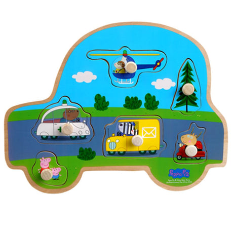 Puzzle de boutons en bois Peppa Pig. transport. 3+