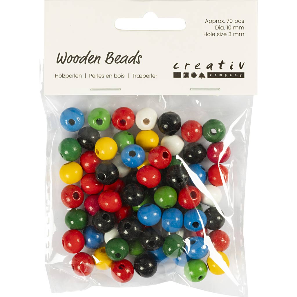 Creativ Company Wooden Beads Diverses couleurs, 150e.