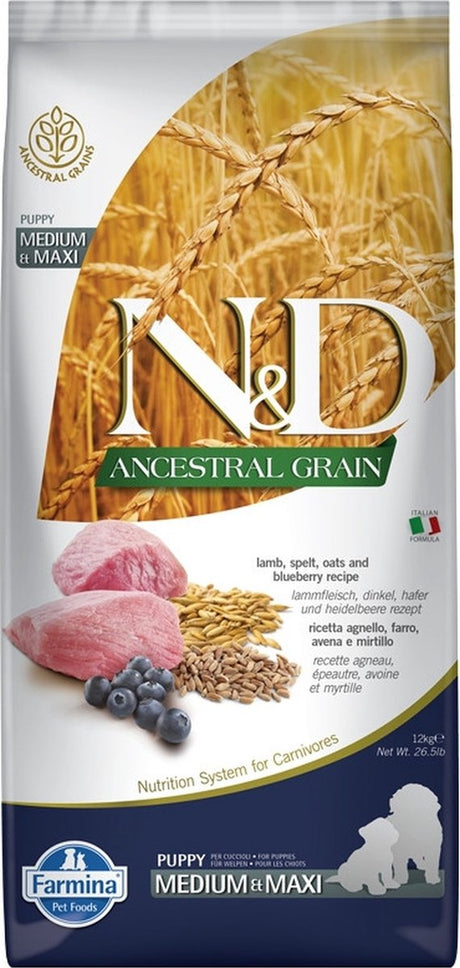 Farmina n d ancestral grain - nourriture pour chien medium maxi - agneau - épeautre - 12kg