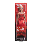 Poupée mannequin Barbie Mattel 80e anniversaire – robe rouge rubis aux accents argentés