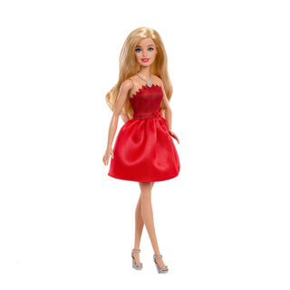 Poupée mannequin Barbie Mattel 80e anniversaire – robe rouge rubis aux accents argentés