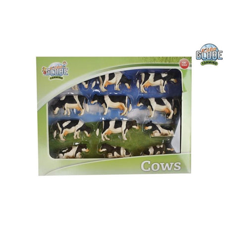 Globe enfant vache 1:32 noir blanc couché debout 12 pcs