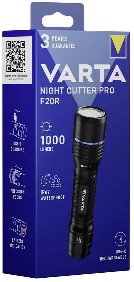 Varta coupeur de nuit pro f20r droit. boîte 18920101111 lampe de poche 1000 lm