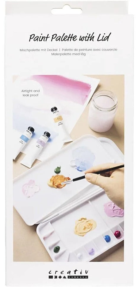 Creativ company palette de peinture avec couvercle, dimensions 27x12,7x2,3 cm, argent, blanc, 1 pièce