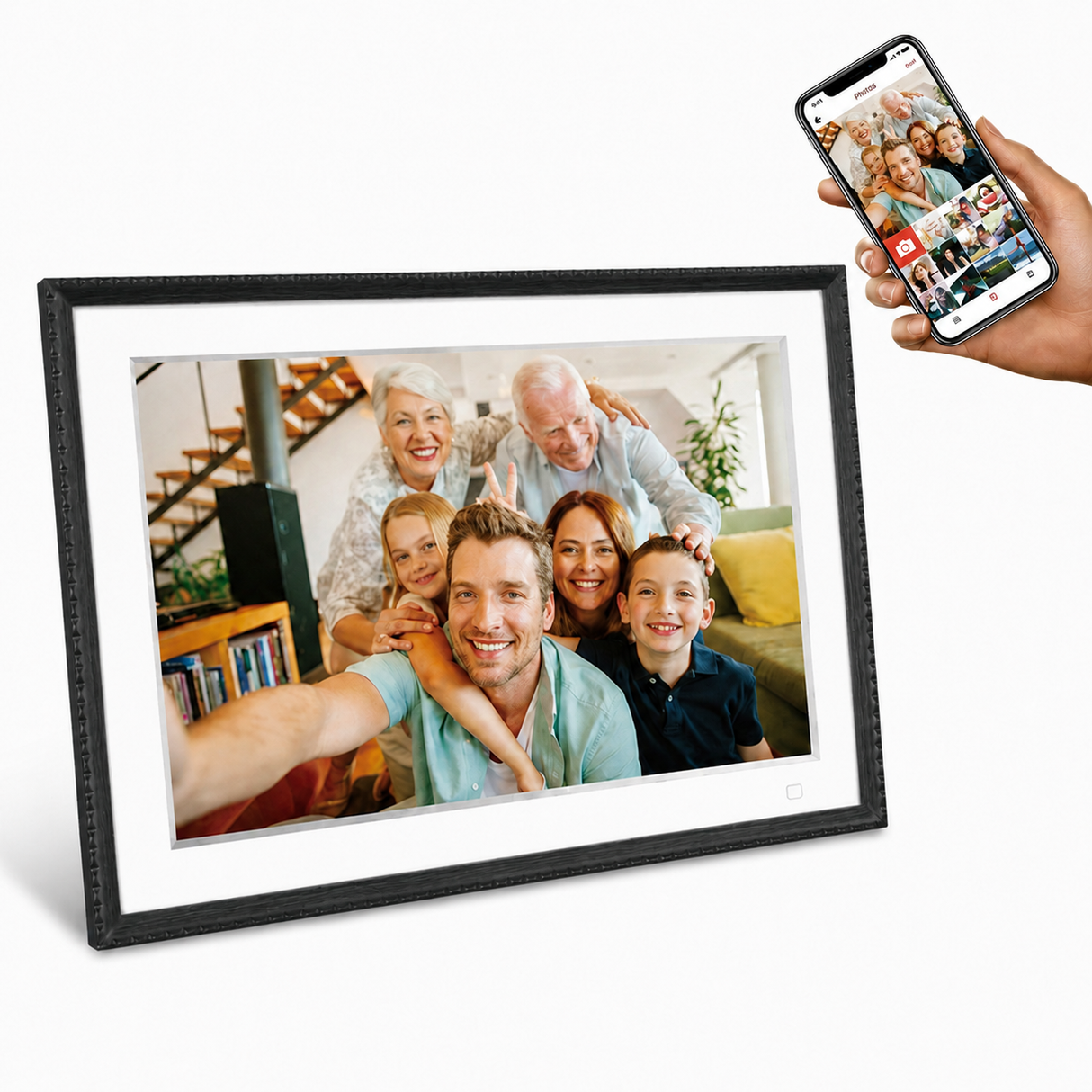Benel Frameo cadre photo numérique HF-109t noir 10,1 pouces avec frameglow
