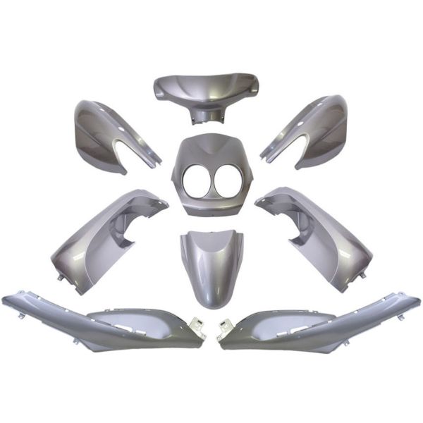 Jeu de plaques de bordure 9 pièces pour Yamaha Neos - de 2008 à 2011 - modèle 2 et 4 temps - argent métallisé