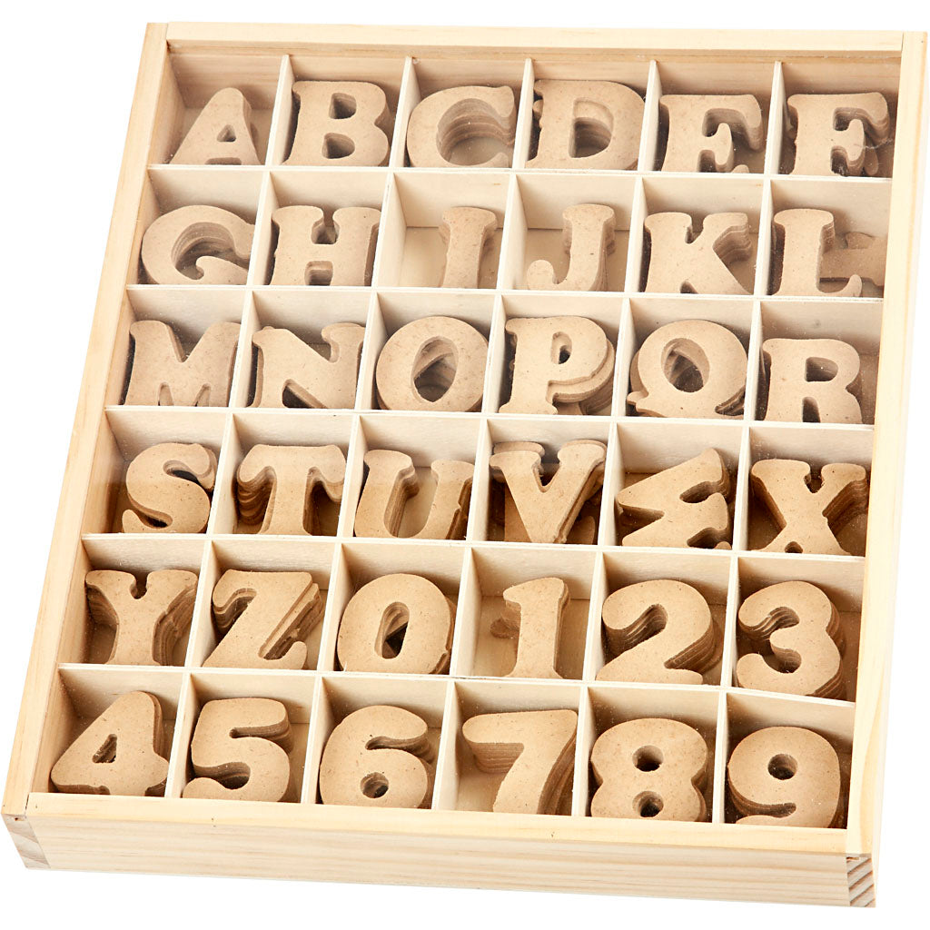 Lettres et chiffres de l'entreprise Creativ - mdf, 288 pièces.