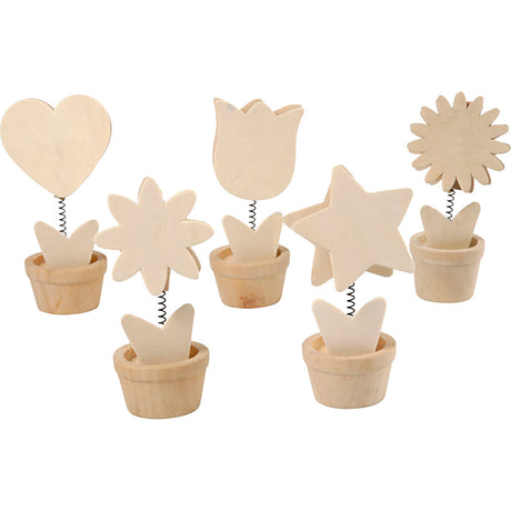 Creativ company décorez votre pince mémo en bois fleur, 10pcs.