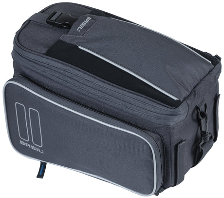 Basil Sport Design Trunkbag Grey Bicycle Bagaga Bagaga Fileing Sac, 7-15L, hydrofuge, pour le vélo régulier et le vélo électrique