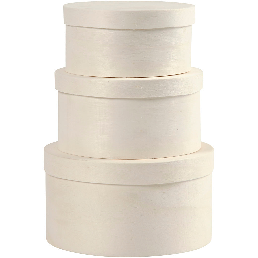 Boîte ronde en placage Creativ company, 3 pièces.