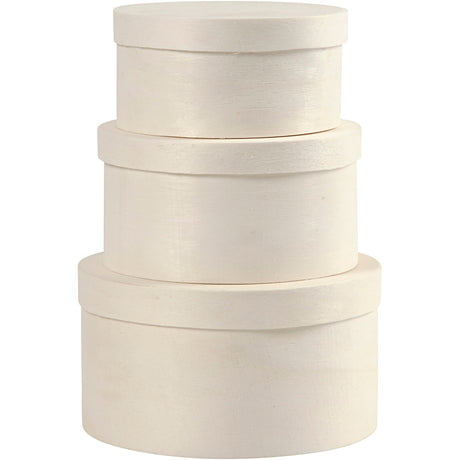 Boîte ronde en placage Creativ company, 3 pièces.