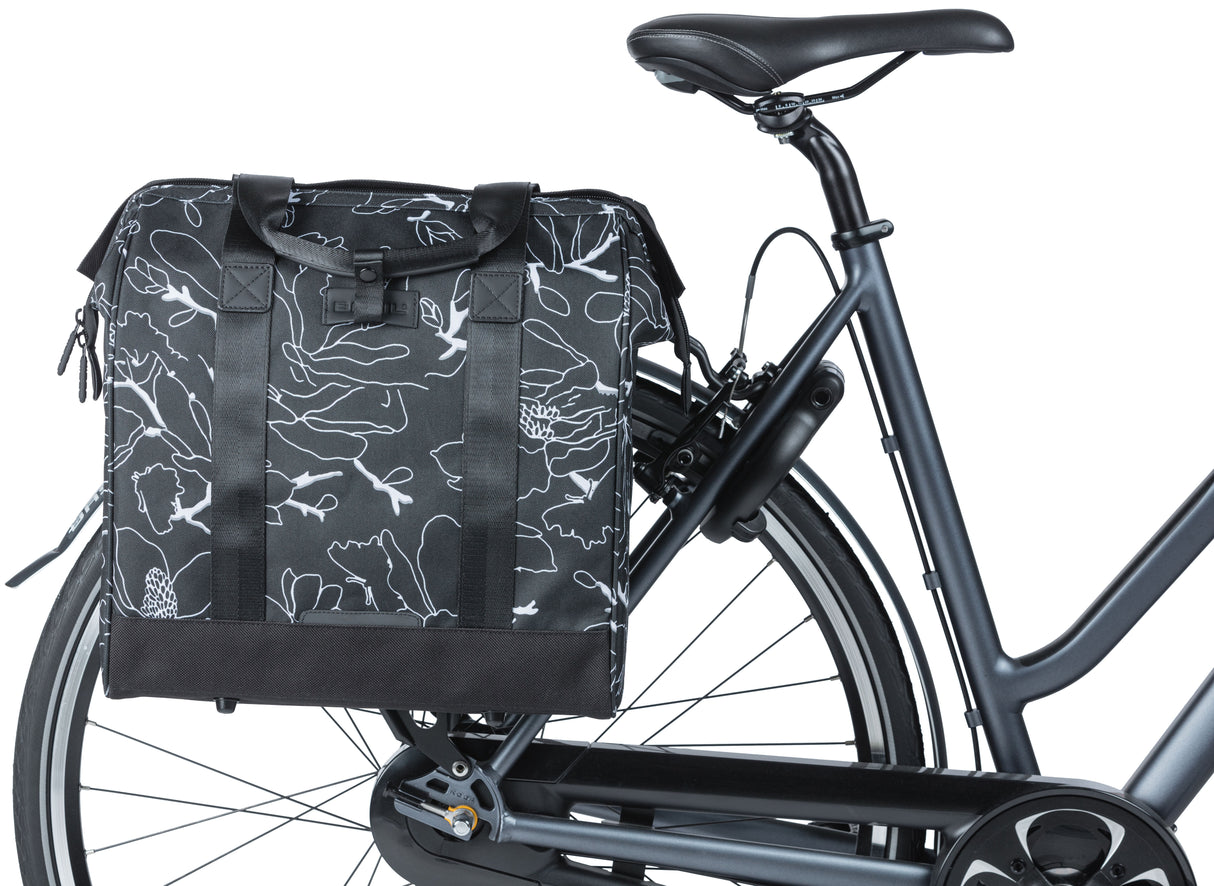 Basil Grand Flower Bicycle Shopper Black Water -Dispst Bag With Laptop Box 23L