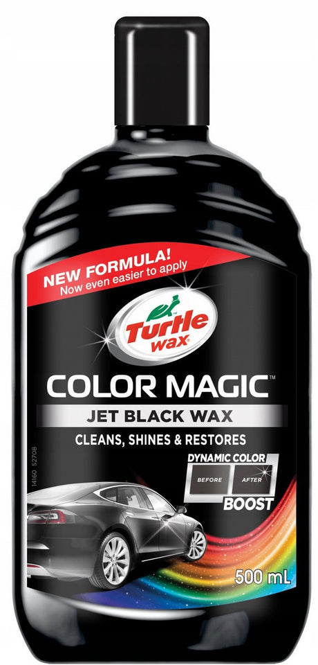 Turtle Wax Color Magic Jet Black Wax - nettoie donne de la brillance - restaure et ajoute de la couleur - camoufle les rayures et les taches ternes - offre une protection durable - rapide et facile à utiliser - 500 ml