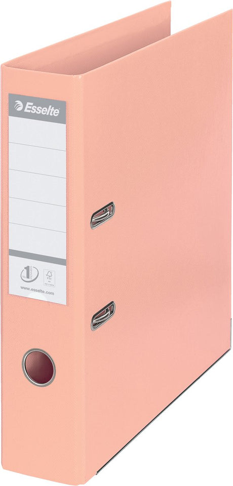 Classeur A4 cartonné Solea Esselte - capacité 600 feuilles - largeur dos 75 mm - pêche