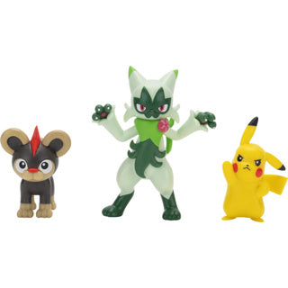 Pack de 3 figurines de combat Pokémon Litleo Pikachu #5 et Floragato