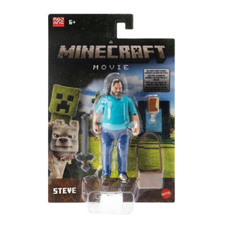Minecraft Mattel A Movie Action Figure Steve – Figurine d'action 10 cm avec dos et sac