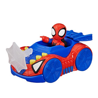 Marvel Spidey avec une voiture jouet à chenilles Spider Web